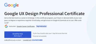 AFAQ | افضل شركة تسويق رقمي وتصميم مواقع الكترونية_ أفضل 7 كورسات UI/UX لتعلم تصميم واجهات وتجربة المستخدم من الصفر إلى الاحتراف google-ux-coursera-كورس